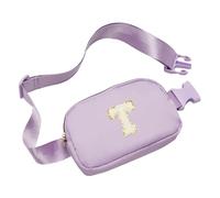 Funky Junque Personalized Chenille Letter Belt Bag for Girls | Initial Fanny Packs for Kids Ages 4-12 | Adjustable Crossbody Purse & Fanny Pack Girls Love | Stylish, Durable and Water-Resistant