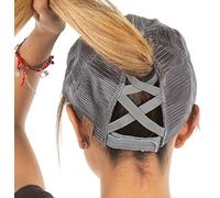 Funky Junque Ponytail Hat for Women - Baseball Cap with Adjustable Fit & High Pony Tail Criss Cross Back for Everyday Wear, Grey (Distressed), One Size
