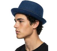 Funky Junque Porkpie Fedora Hats for Men - Classic Wool Blend Trilby Dress Hat, Short Brim Fedoras for Formal & Casual Wear, Navy, M