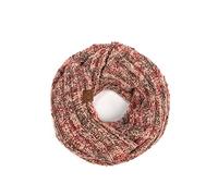 Funky Junque’s Beanies Matching Ribbed Winter Warm Cable Knit Infinity Scarf, Popcorn Confetti - Rose, One Size