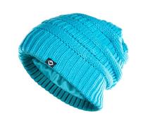 Funky Junque Satin Lined Beanie Hats for Women Slouchy Cable Knit Silk Skull Cap Knit Winter Chunky Oversized, Teal, One Size