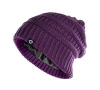 Funky Junque Satin Lined Beanie Hats for Women Slouchy Cable Knit Silk Skull Cap Knit Winter Chunky Oversized, Purple, One Size