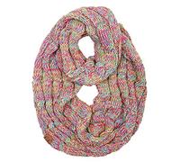 Funky Junque Soft Cozy Ribbed Cable Knit Infinity Scarf Wrap for Women - Solid Colors, Confetti Designs, Value Packs, 4 Tone Mix - Yellow, Hot Pink, Turquoise, Pink, One Size