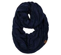 Funky Junque Soft Cozy Ribbed Cable Knit Infinity Scarf Wrap for Women - Solid Colors, Confetti Designs, Value Packs, Navy., One Size