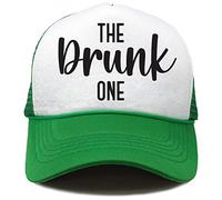 Funky Junque Trucker Hat Women Funny Baseball Cap for Bachelorette and Bridal Snapback, The Drunk One - Kelly Green/White, One Size