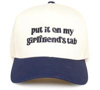 Funky Junque Trucker Snapback Hat, Put It on My Girlfriends Tab - Beige/Navy, One size