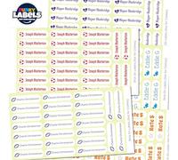 Funky Labels Personalised Stick-On Waterproof Name Labels - Dishwasher Safe Vinyl Labels for Equipment - Custom Name Stickers for Bottles, Lunchboxes, Stationery & School Gear (48)