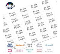 Funky Labels Stick-On Name Labels for Clothes - 30 Personalised Peel & Stick Tags - No Iron, Waterproof, Tumble Dryer Safe - Custom Name Stickers for School Uniform, Nursery & Care Homes