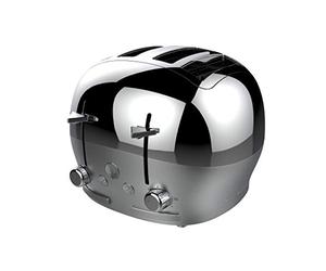 FUNKY Large Retro 4-slice Toaster, Extra Wide & Deep Slots, 6 Browning Levels, Frozen, Cancel and Reheat Function - Chrome