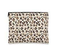 Funky Leopard Print Makeup Bag, Chic Cosmetic Travel Pouch for Women, Portable Canvas Zipper Organizer, Perfect for Summer Getaways, Beige, 7x9 Inch, Leopard Print