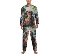 Funky Monkey Cocktail Men's Pajama Set Comfy Pj Sets Long Sleeve Shirts And Bottoms Soft Sleepwear Loungewear Sleep Sets XL