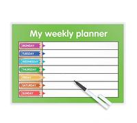 Funky Monkey House MY WEEKLY PLANNER - Wipe clean finish - Free dry-wipe pen -SHOPPING/KIDS/TASKS Green