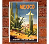 Funky Monkey House Vintage Mexico Cactus Travel Poster - A4