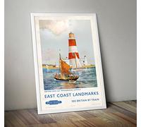 Funky Monkey House Vintage Railway Travel Poster - Orford Ness Suffolk East Coast Landmarks- A4