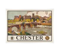 Funky Monkey House Vintage travel poster railway poster - A4 - Chester River Dee and Bridgegate