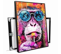 Funky Monkey Pop Art Canvas Colorful Jungle Wall Decor Vibrant Mural Of An Anthropomorphic Monkey Face Modern Street Art Indoor Decor for Home Offices Living Room Bedroom Nursery Framed Ready to Hang