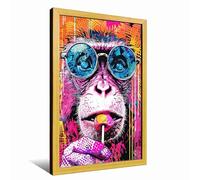 Funky Monkey Pop Art Canvas Colorful Jungle Wall Decor Vibrant Mural Of An Anthropomorphic Monkey Face Modern Street Art Indoor Decor for Home Offices Living Room Bedroom Nursery Framed Ready to Hang