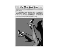 Funky New York Newspaper Canvas Wall Art DOING NOTHING IS STILL DOING SOMETHING Vintage Black And White Print Posters Stylish Preppy Girls Room Dorm Wall Decor Unframe-style 24x36inch(60x90cm)