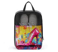 Funky Pink Girl High Heel Graffiti Shoe Bag for Travel Daily Use Anti-dust Storage Carrier Golf Shoe Pouch
