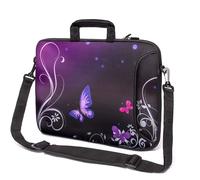 Funky Planet 15.6" Purple Butterfly Waterproof Laptop Bag - Shoulder Strap, Unisex-Adults