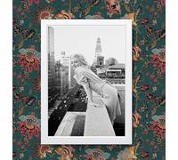 Funky Print Marilyn Monroe in New York Poster by Celebrity Collection Black and white Wall art Wall decor (A4 Framed - White Frame)