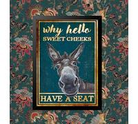 Funky Print Retro Teal Why Hello Sweet Cheeks Donkey Poster Decorative Wall Art Living Room Posters Bedroom Painting Home DŽcor (Black Frame, A4 21 x 29.7cm)