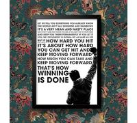 Funky Print Rocky Balboa Sylvester Stallone A3 Unframed Motivation Quote Poster Sport Boxing Photo Inspiration Winner Picture (A3 Framed - Black Frame)