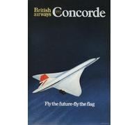 Funky Print Vintage British Airways Concorde Poster Wall Art A3 & A4