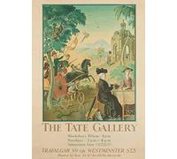 Funky Print Vintage London 'Tate Gallery', by Rex Whistler, 1905-1944, Reproduction Art Deco English Travel Poster (A2 420 x 594mm)