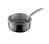 Funky Pro Cookware, 16cm Saucepan + Glass Lid, Tri-ply Technology, 1.4L Capacity, Compatible All Hobs inc Induction, Non Stick, Stay Cool Handles, Dishwasher Safe, Oven Safe