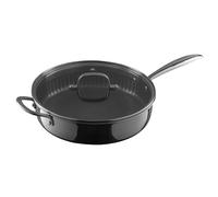 Funky Pro Cookware 28cm Tri-ply Pro Etched Frying Pan + Lid, Tri-Ply Technology, Compatible All Hobs inc Induction, Non Stick, Stay Cool Double Handles, Dishwasher Safe, Oven Safe