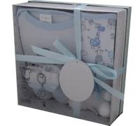 Funky Purple Monkey Amore By Kris X Kids 4 Piece Luxury Boxed Gift Set, Blue, 0-3 Months, 100% Cotton, Includes Bodysuit, Bib, Teddy, Socks