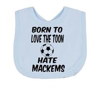 Funky Purple Monkey Born To Love The Toon Hate Mackems Newcastle Baby Feeding Bib GiftBaby NEWCASTLE Bib choice of colours