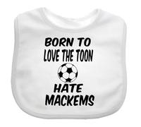 Funky Purple Monkey Born To Love The Toon Hate Mackems Newcastle Baby Feeding Bib GiftBaby NEWCASTLE Bib choice of colours (White)