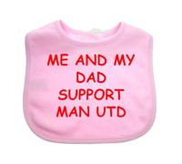 Funky Purple Monkey Me And My Dad Supports MAN UTD Baby Bib choice of colours MANCHESTER UNITED