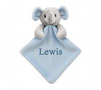 Funky Purple Monkey Personalised Baby Soft Touch Elephant Comforter Blanket, Security Blankie, Blue Pink White Embroidered with a name of your choice (White)