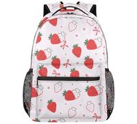 Funky Qiu Kids Backpack for Girls Cute Strawberry, Lightweight Pink School Bookbag Cute Flowers Backpack for Kindergarten Elementary Preschool Book Bag