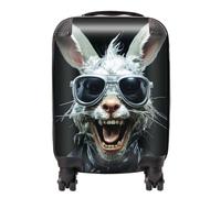 Warren Reed - Designer Funky Rabbit Face Suitcase in Grey | Size: Mini Cabin Warren Reed - Designer Grey Mini Cabin