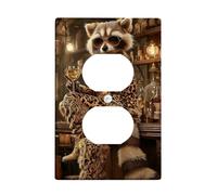 Funky Raccoon Light Switch Cover Plate, Chic Animal Design in Leopard Print, Fun Home Decor for Parties, Plastic Standard Size Single Duplex Outlet