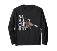 Funky Relaxed Lazy Sloth Eat Sleep Chill Repeat Long Sleeve T-Shirt