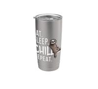 Funky Relaxed Lazy Sloth Eat Sleep Chill Repeat Stainless Steel Insulated Tumbler