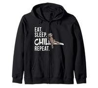 Funky Relaxed Lazy Sloth Eat Sleep Chill Repeat Zip Hoodie