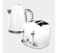 FUNKY Retro Kettle and Toaster Breakfast Set, 1.7L Easy Pour Kettle, Large Deep and Wide Toaster - White