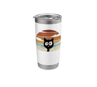 Funky Retro Style Sunset Kitten Cute Black Cat Stainless Steel Insulated Tumbler