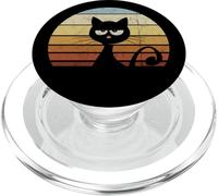 Funky Retro Sunset Moody Cat Silhouette PopSockets PopGrip for MagSafe