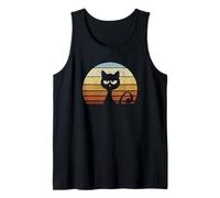 Funky Retro Sunset Moody Cat Silhouette Tank Top