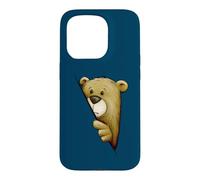 Funky Shy Cartoon Bear Illustration Behind An Edge Case for iPhone 15 Pro