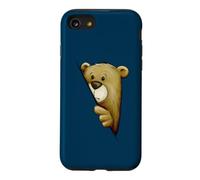 Funky Shy Cartoon Bear Illustration Behind An Edge Case for iPhone SE (2020) / 7/8