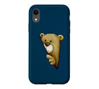 Funky Shy Cartoon Bear Illustration Behind An Edge Case for iPhone XR
