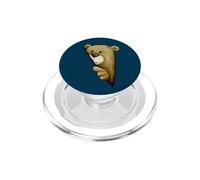 Funky Shy Cartoon Bear Illustration Behind An Edge PopSockets PopGrip for MagSafe